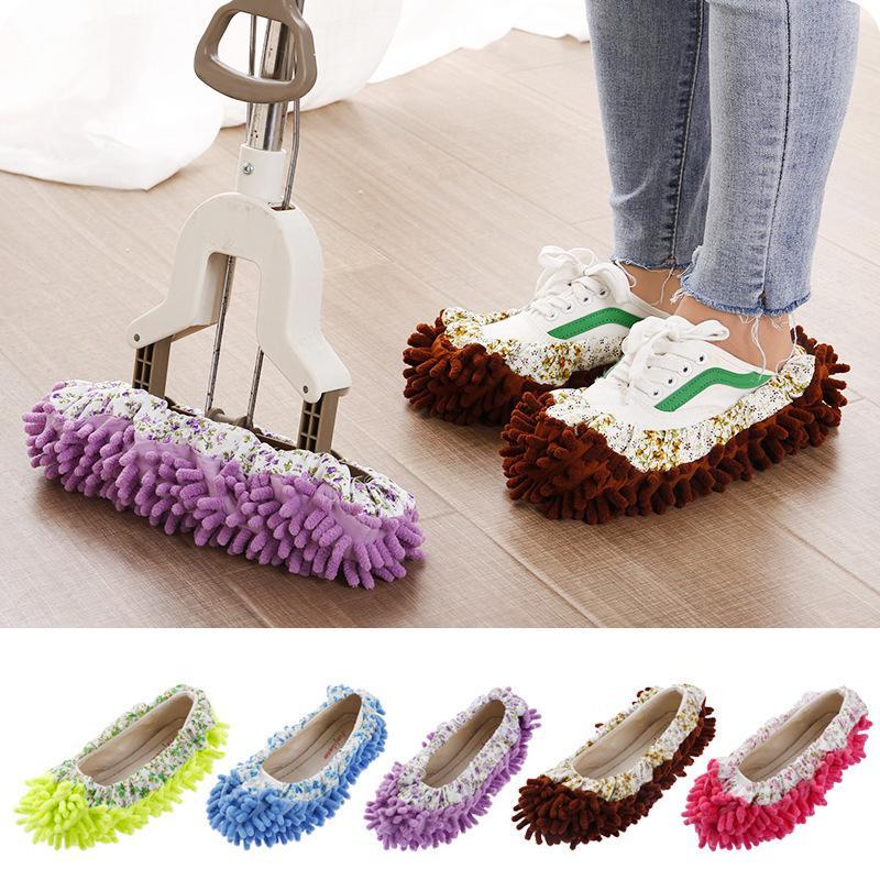JEXOWIQ Putzschuhe 2 Paar - Waschbare Mopp Hausschuhe Für Bodenreinigung & Haushalt
