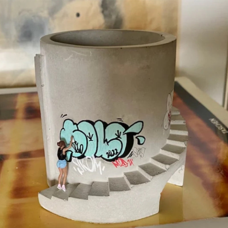 Kreativer Graffiti-Blumentopf-Stifthalter