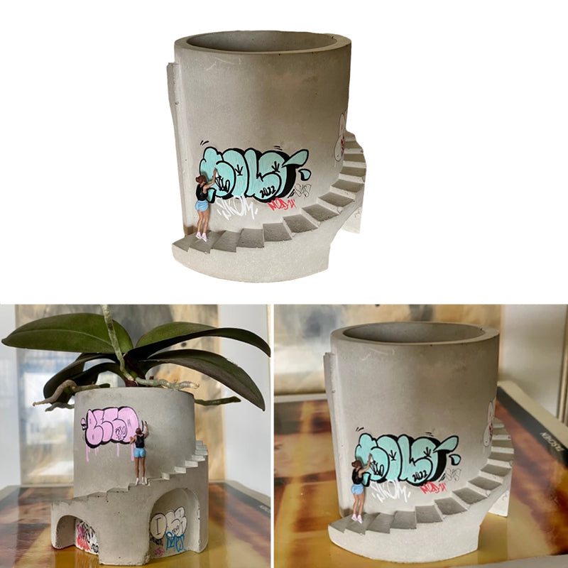 Kreativer Graffiti-Blumentopf-Stifthalter