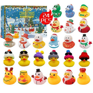 24 Stück Countdown-Adventskalender mit Weihnachts-Gummienten