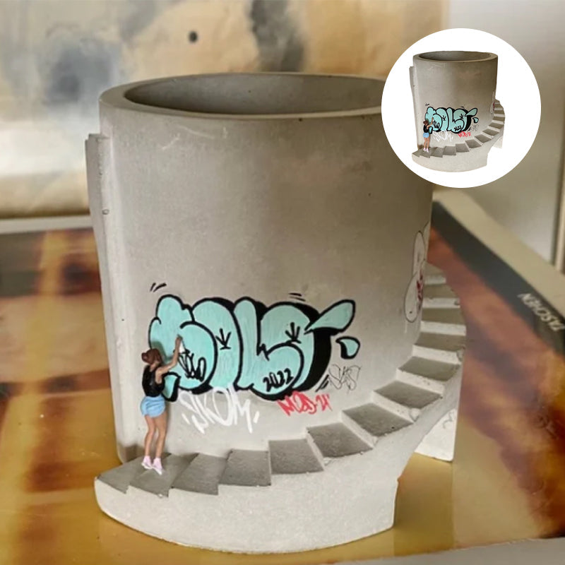 Kreativer Graffiti-Blumentopf-Stifthalter