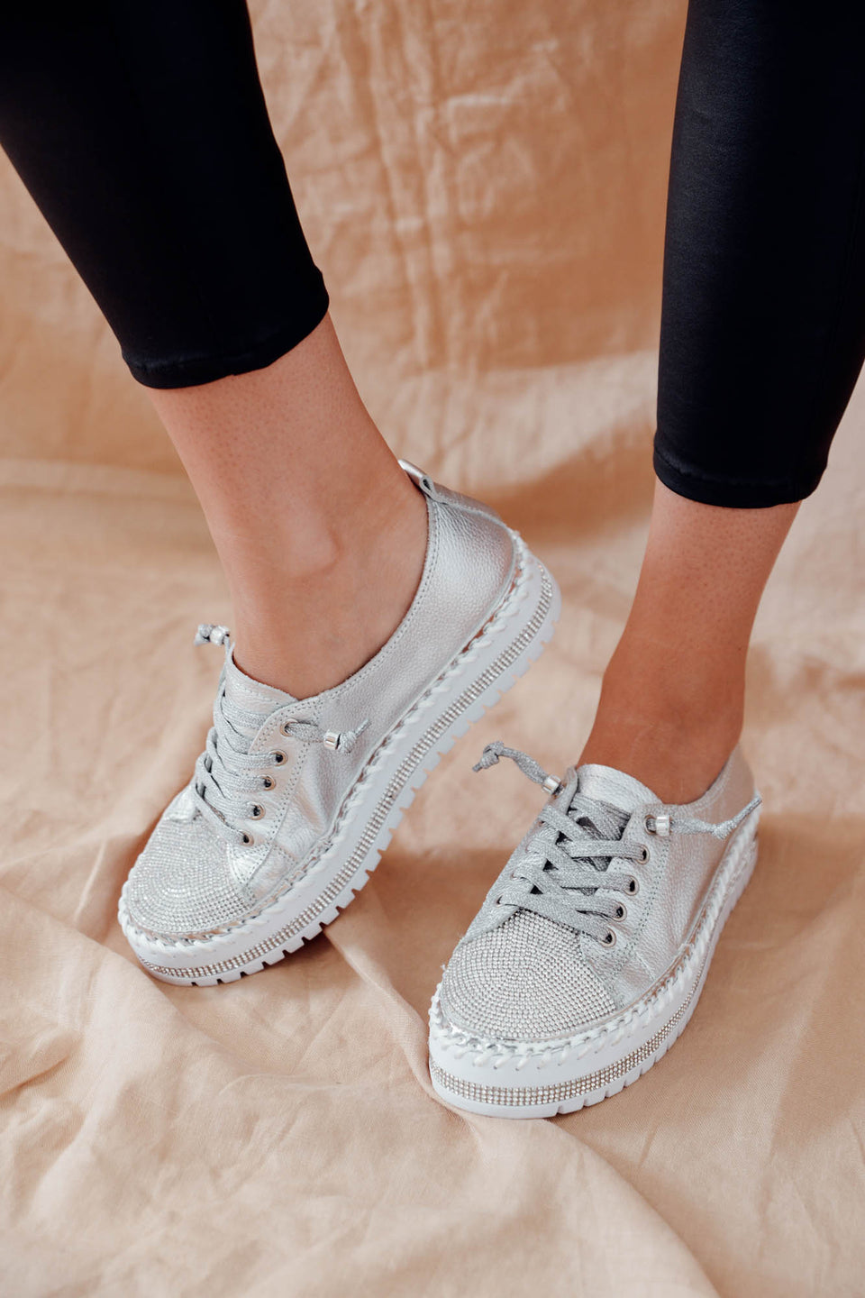 🔥 Sommerspecial 🔥SNEAKERS AUS DIAMOND SILVER LEDER