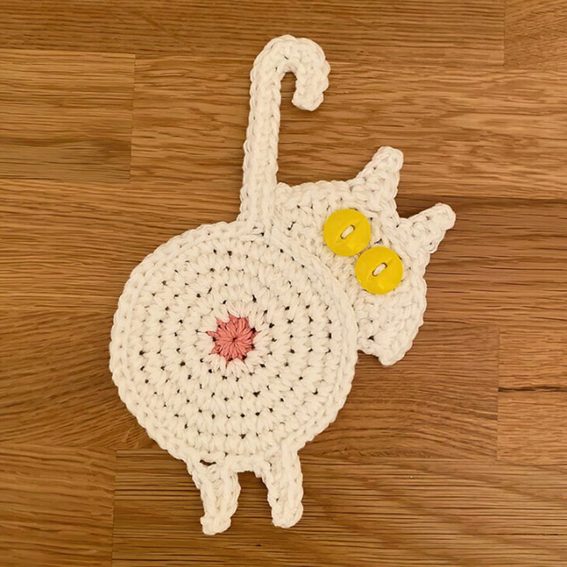 Süßer Katzenarsch Strickuntersetzer