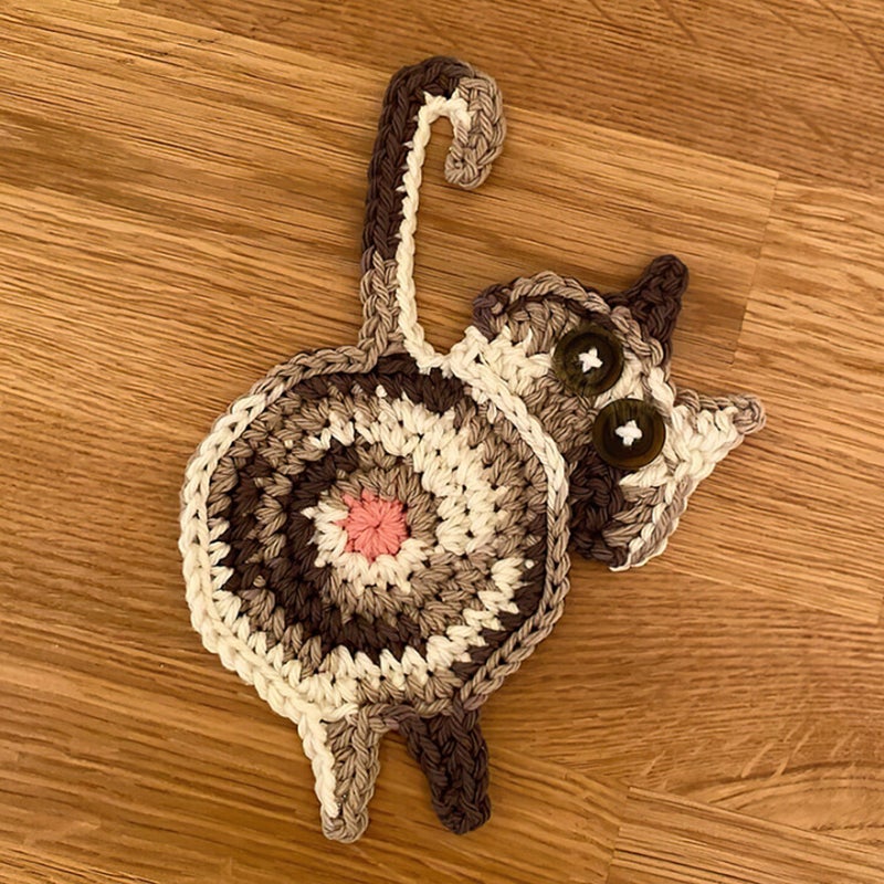 Süßer Katzenarsch Strickuntersetzer