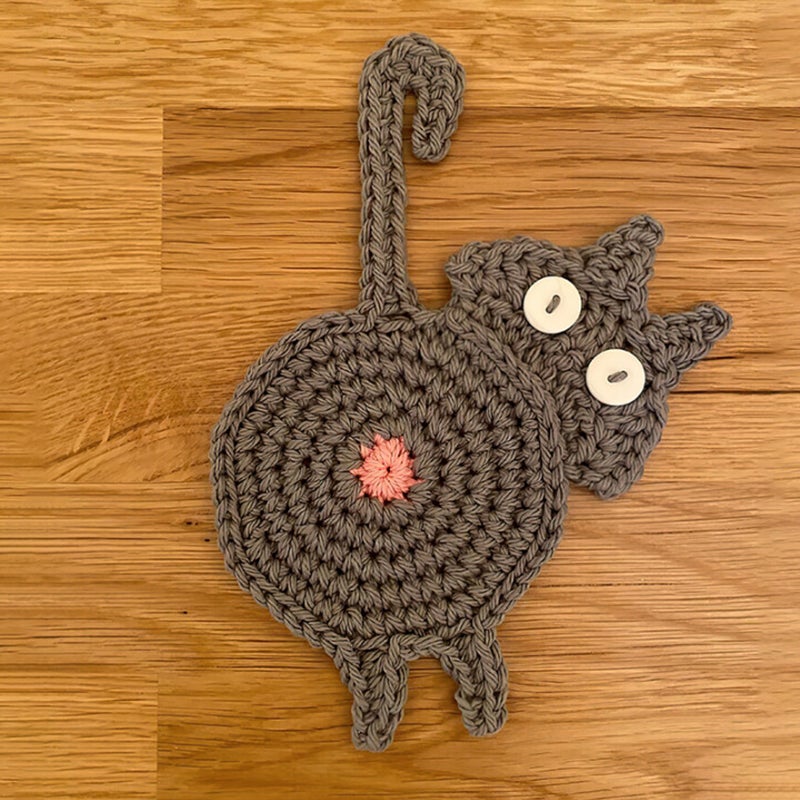 Süßer Katzenarsch Strickuntersetzer