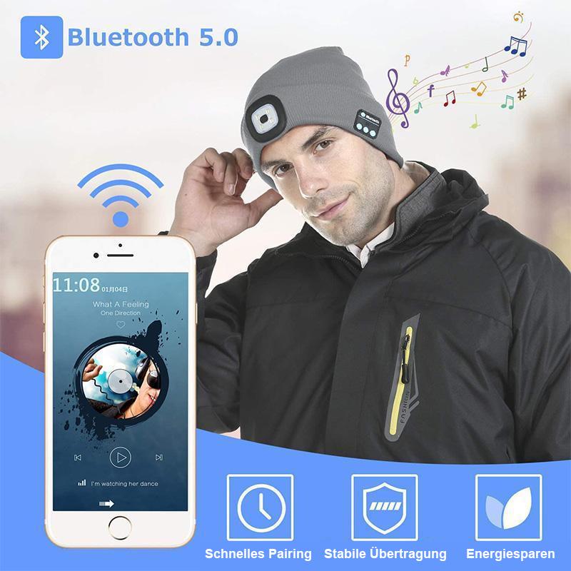 Bluetooth Mütze mit LED-Scheinwerfer