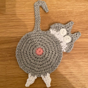 Süßer Katzenarsch Strickuntersetzer
