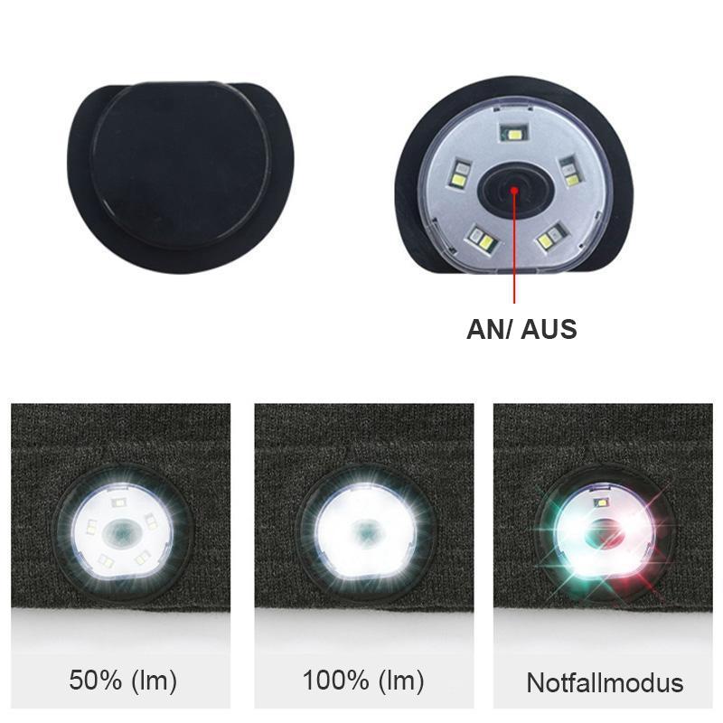 Bluetooth Mütze mit LED-Scheinwerfer