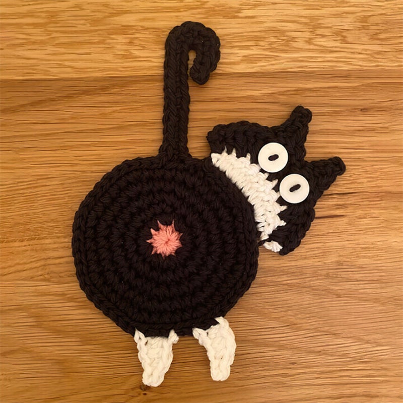 Süßer Katzenarsch Strickuntersetzer