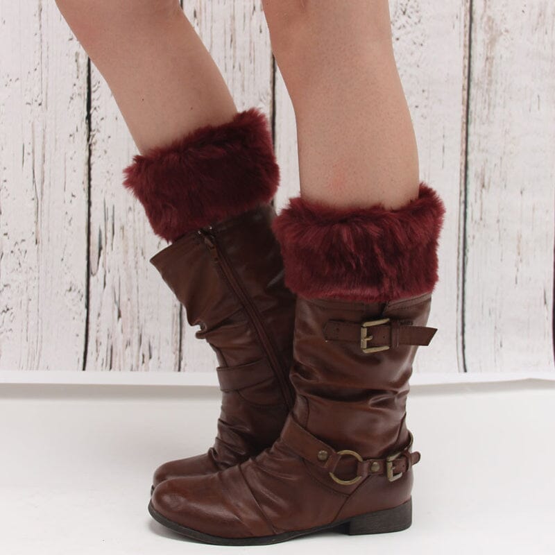 Damen Warme Stiefelüberzüge mit Pelzbesatz