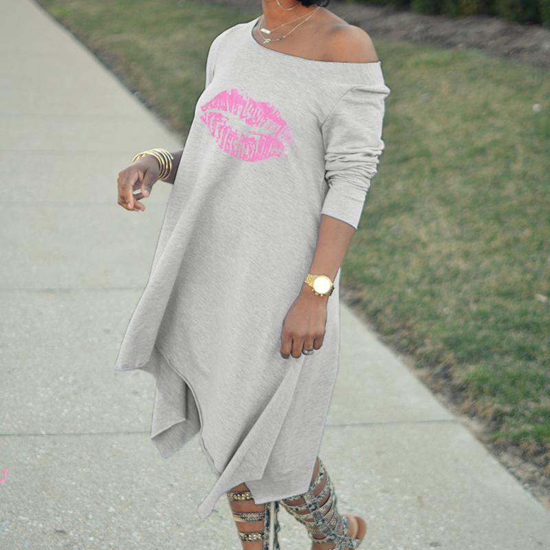 Lippen-Druck-T-Shirt-Kleid