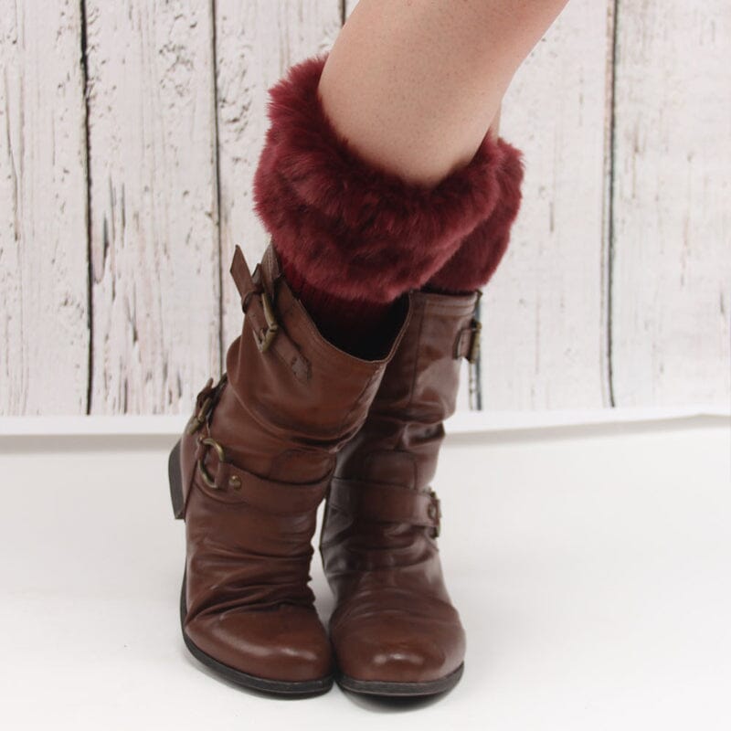 Damen Warme Stiefelüberzüge mit Pelzbesatz