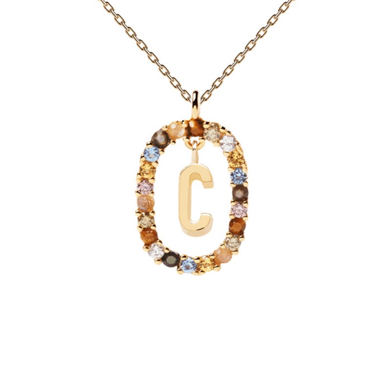 Bunte Kristall-Buchstabe-Halskette