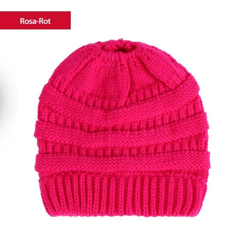 Weiche Strickpferdeschwanzkappe