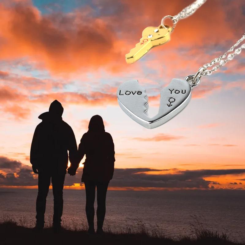 Herzförmige Halskette mit Schlüsselschloss