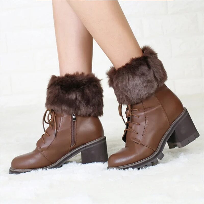 Damen Warme Stiefelüberzüge mit Pelzbesatz