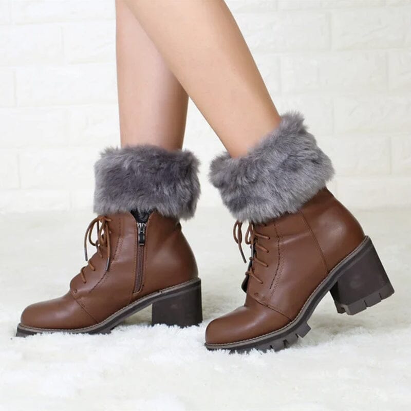 Damen Warme Stiefelüberzüge mit Pelzbesatz