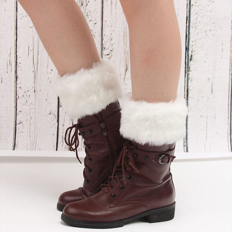 Damen Warme Stiefelüberzüge mit Pelzbesatz