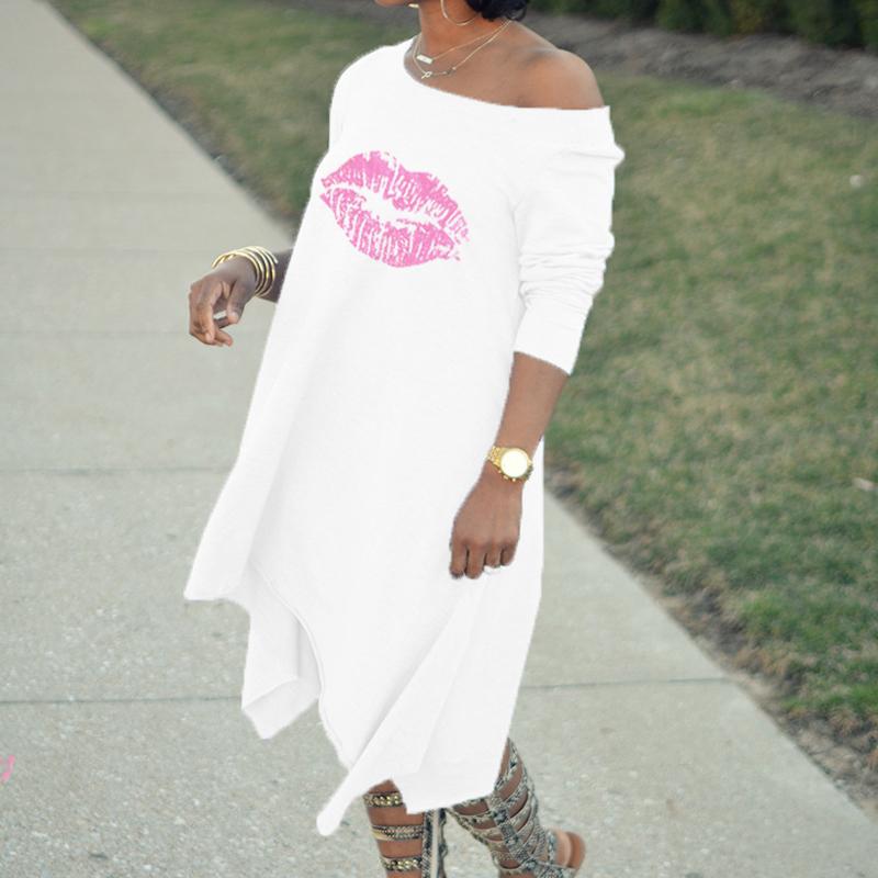 Lippen-Druck-T-Shirt-Kleid
