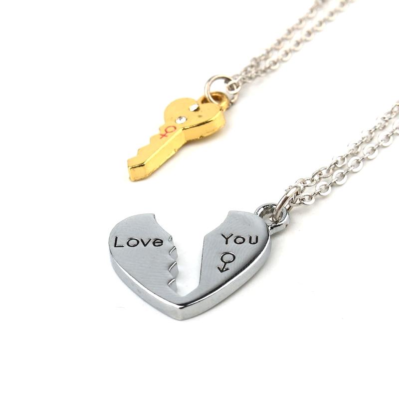 Herzförmige Halskette mit Schlüsselschloss