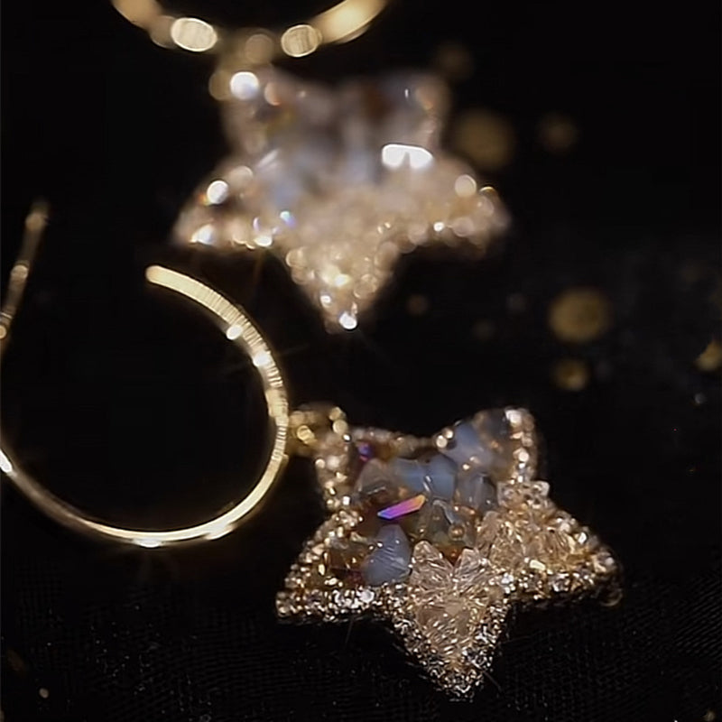 Funkelnde Kristallstern-Ohrringe