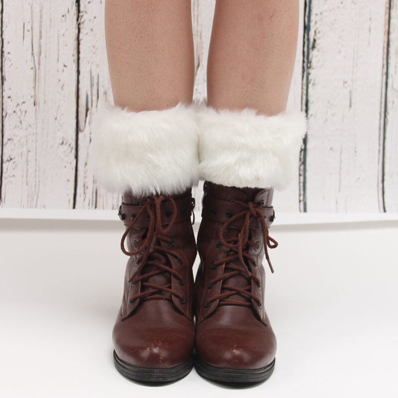 Damen Warme Stiefelüberzüge mit Pelzbesatz