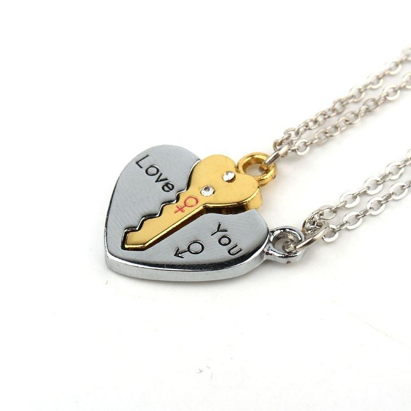Herzförmige Halskette mit Schlüsselschloss