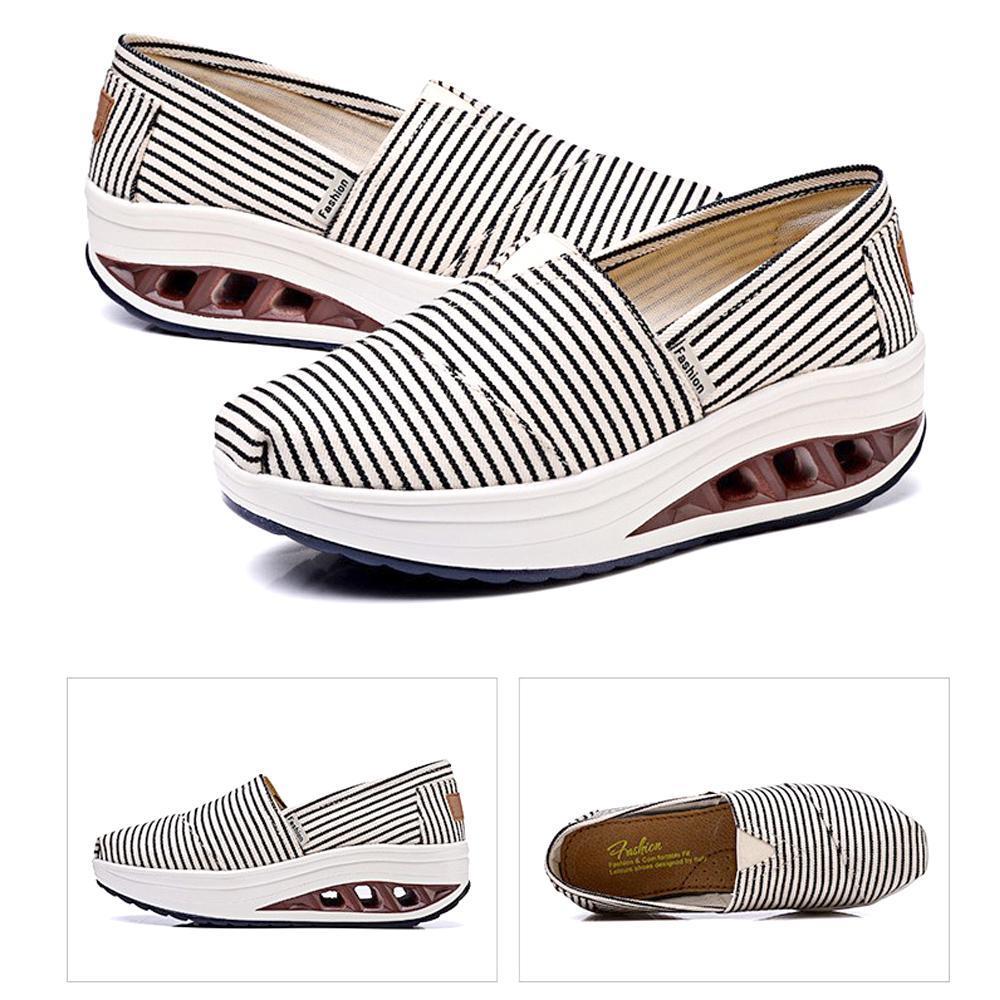Damen Segeltuch Schuhe mit flachem Mund