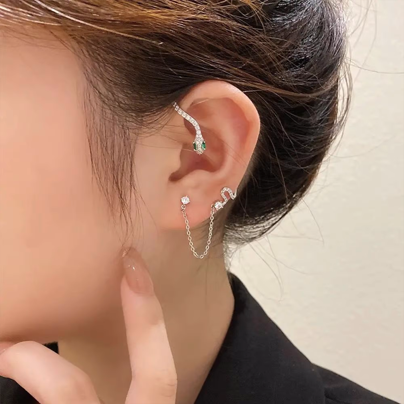 Tapsi's Coolbodyart Ohr Manschette - Rhodium Schlange Ohne Piercing