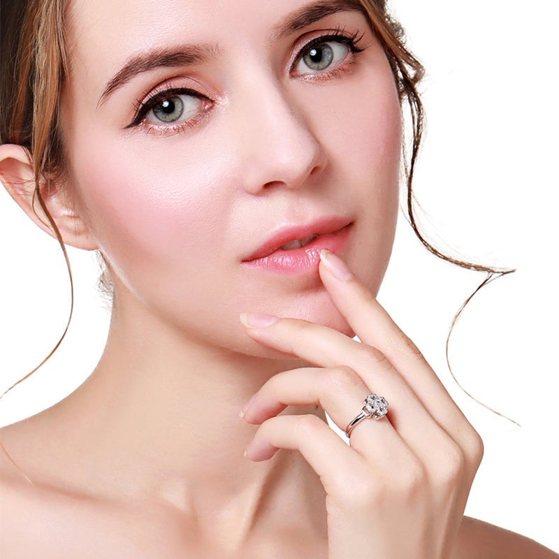 Drehbarer Diamanten Vierblättriger Kleeblatt Ring