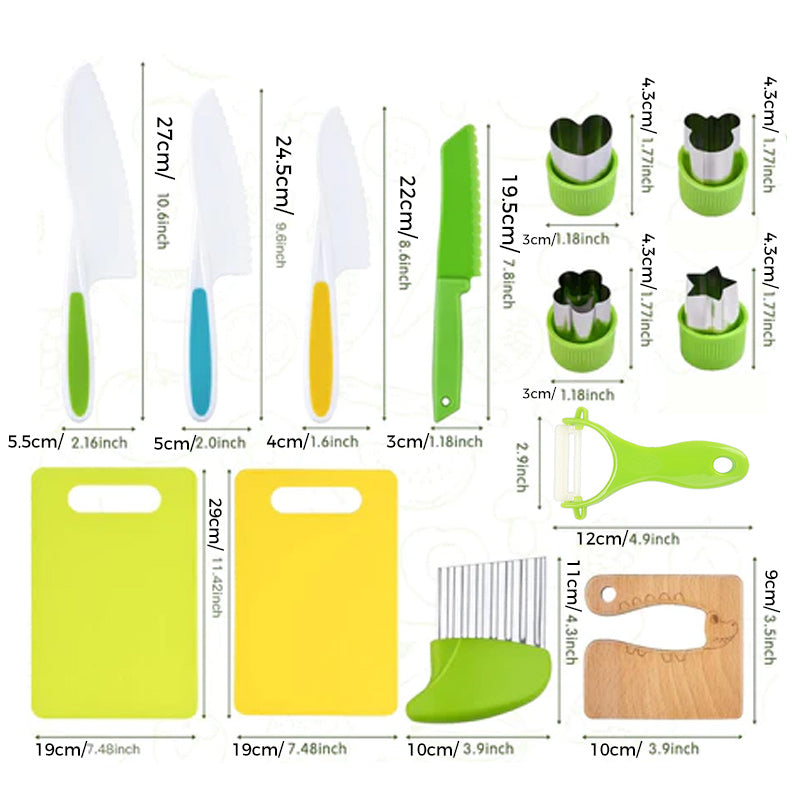 Kunststoff-Obstmesser für Kinder, 13-teiliges Set