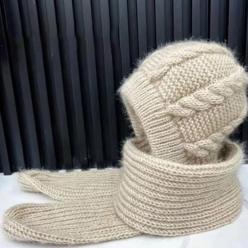 Damen Verdickter Warmer Einteiliger Hutschal