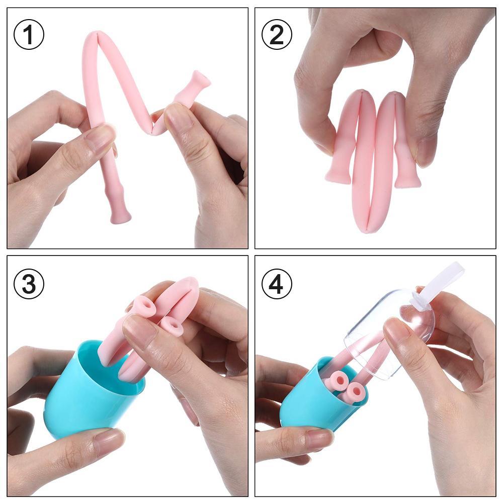 Faltbarer Silikagel Trinkhalm, 4 PCS