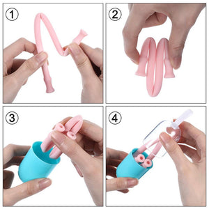 Faltbarer Silikagel Trinkhalm, 4 PCS