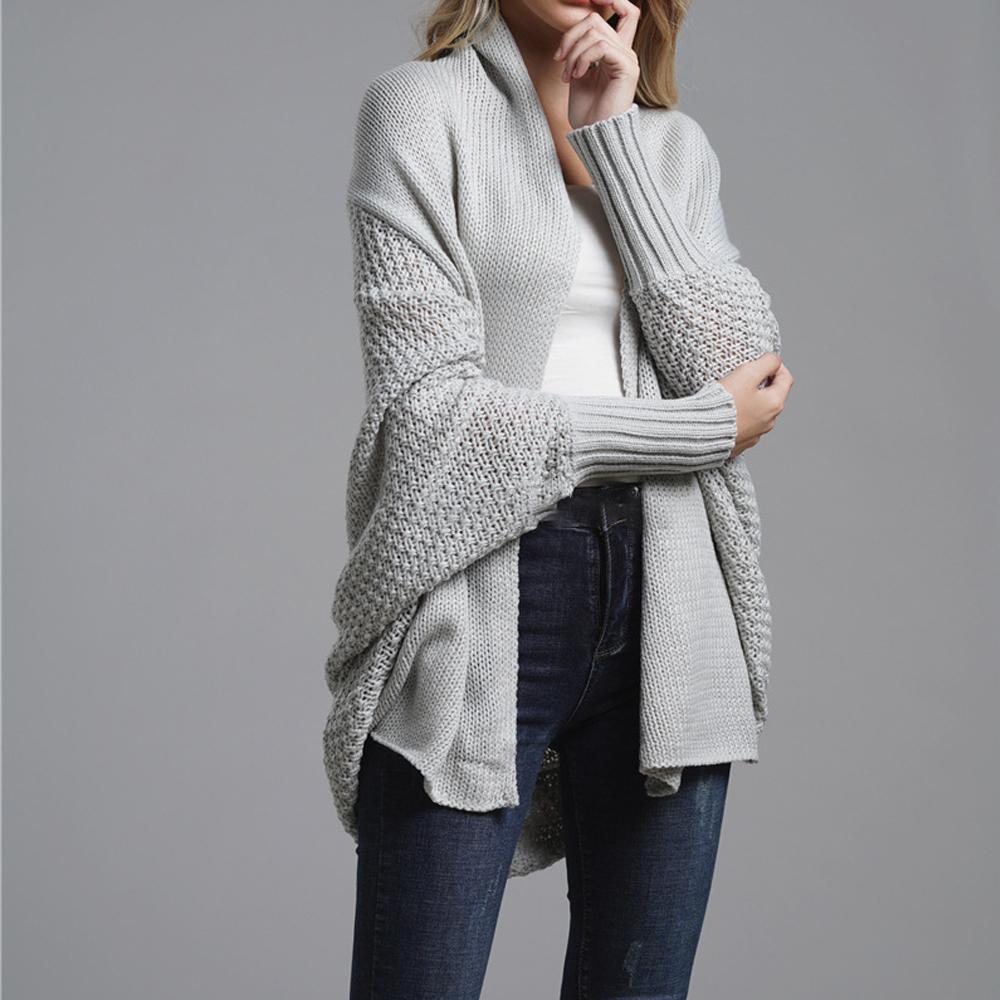 Ciovkis Damen Strickjacke Merinowolle - Übergroß Mit Fledermausärmeln