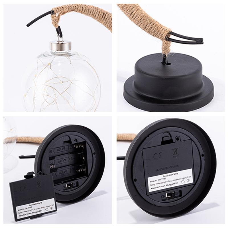 Lampe en Forme de Lune à LED en Boule de Rotin Faite à la Main