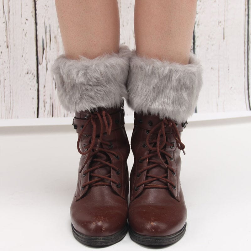 Damen Warme Stiefelüberzüge mit Pelzbesatz