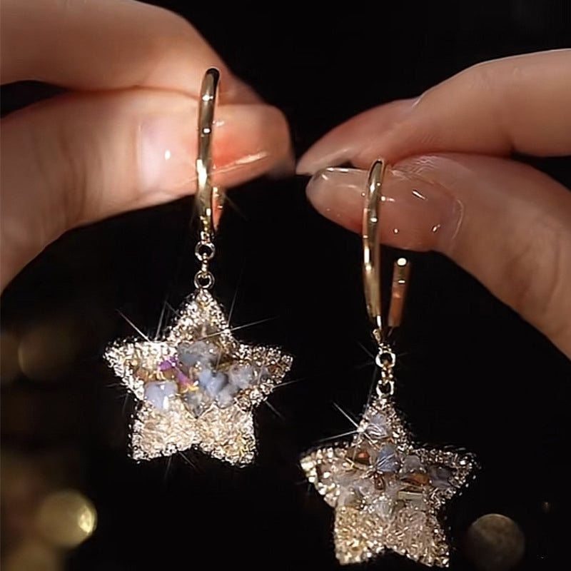Funkelnde Kristallstern-Ohrringe