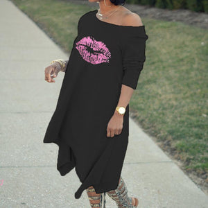 Lippen-Druck-T-Shirt-Kleid