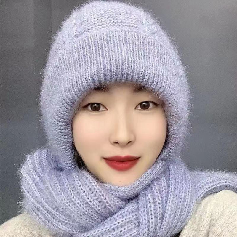 Damen Verdickter Warmer Einteiliger Hutschal