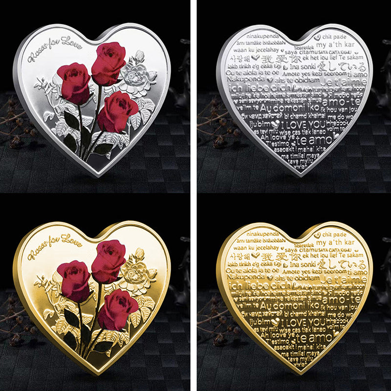 Rose Gedenkmünze in Herzform