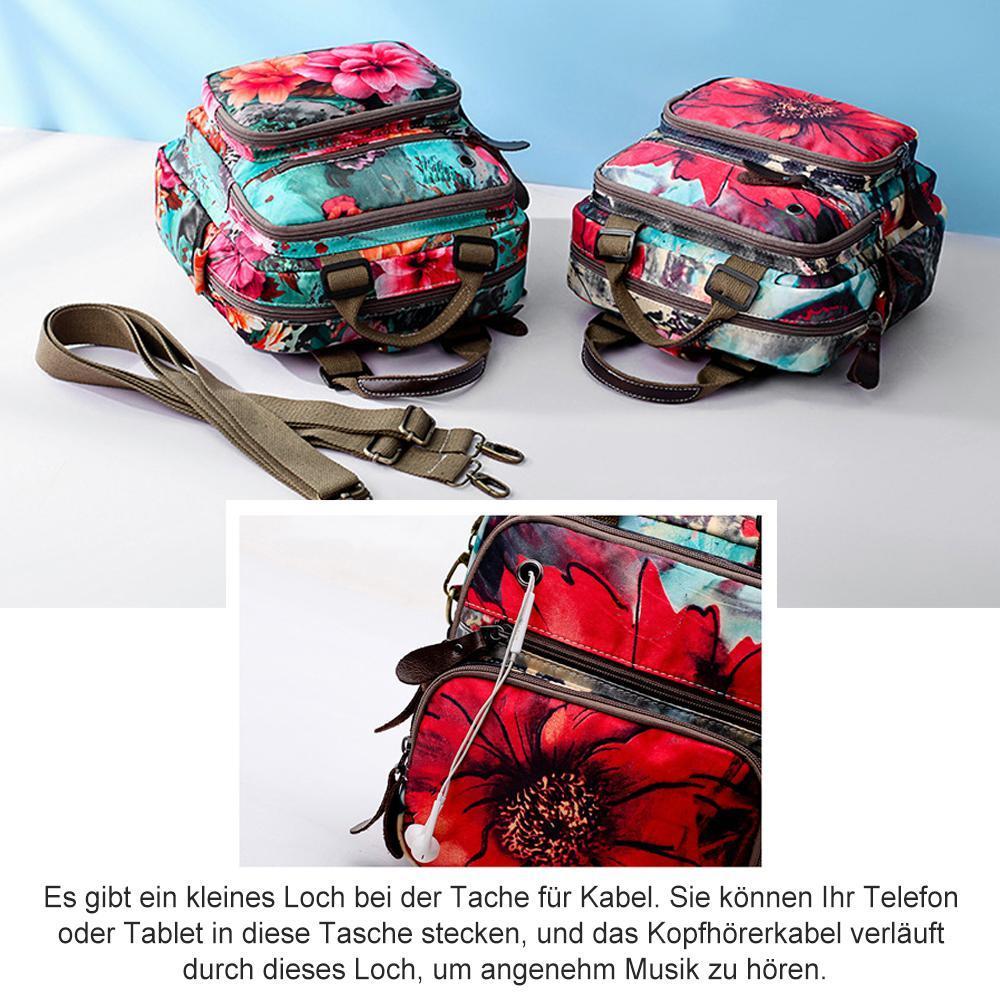 Leinentasche mit Blumen Muster
