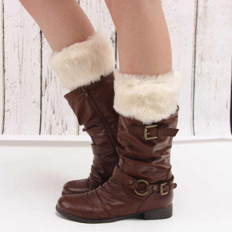 Damen Warme Stiefelüberzüge mit Pelzbesatz