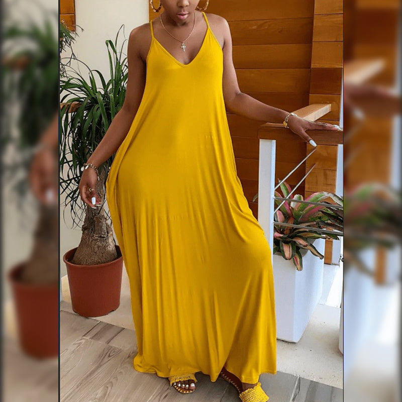 Einfarbiges Sommer-Strandkleid Mit Strapsen