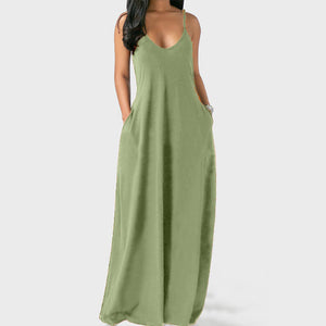 Einfarbiges Sommer-Strandkleid Mit Strapsen