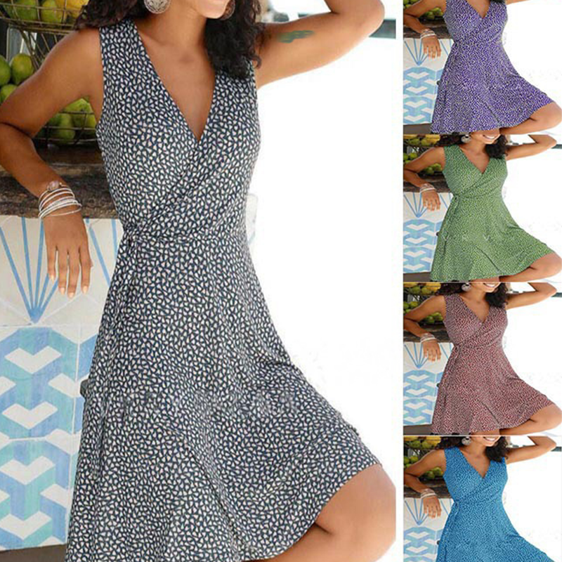 Fließendes Ärmelloses Sommerkleid