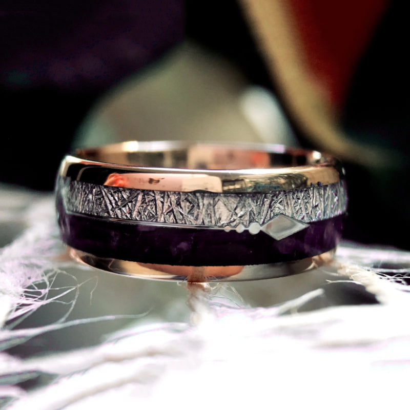 Personalisierter lila Ring Aus Wolframstahl