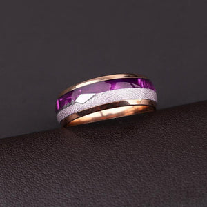 Personalisierter lila Ring Aus Wolframstahl