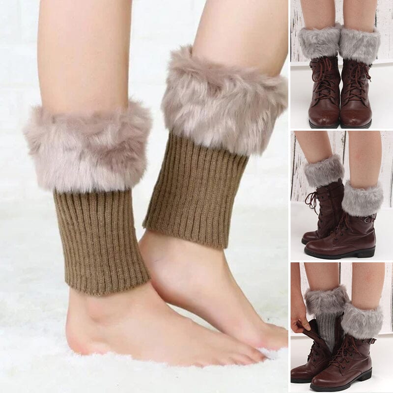 Damen Warme Stiefelüberzüge mit Pelzbesatz