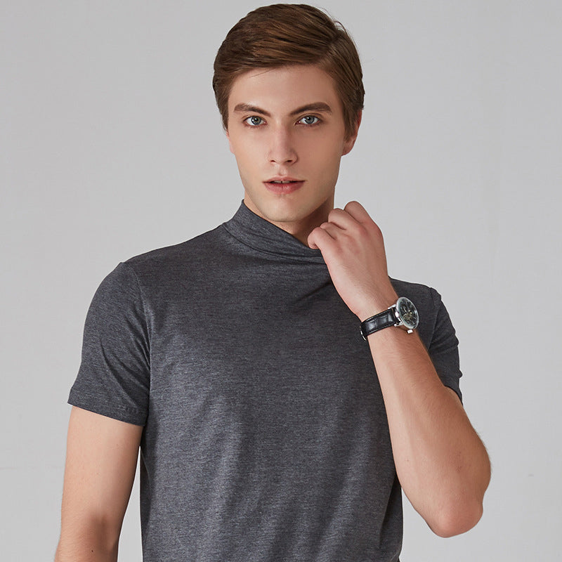 Schmal geschnittenes T-Shirt mit Stehkragen für Herren